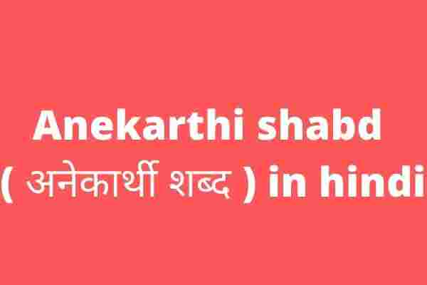 Anekarthi shabd ( अनेकार्थी शब्द ) in hindi
