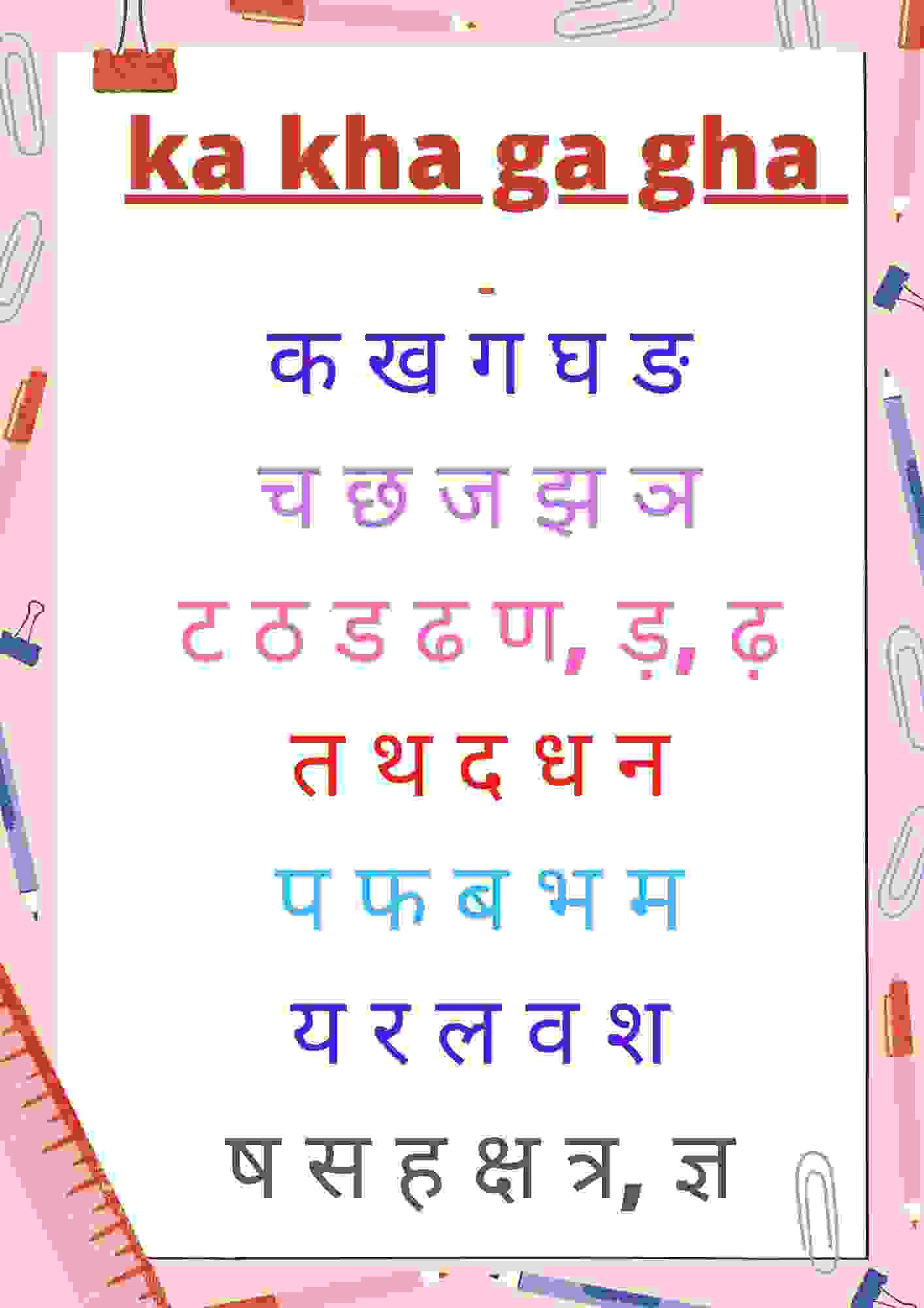 ka kha ga gha ( क , ख , ग, घ ) Hindi Alphabets - Hindi Exam