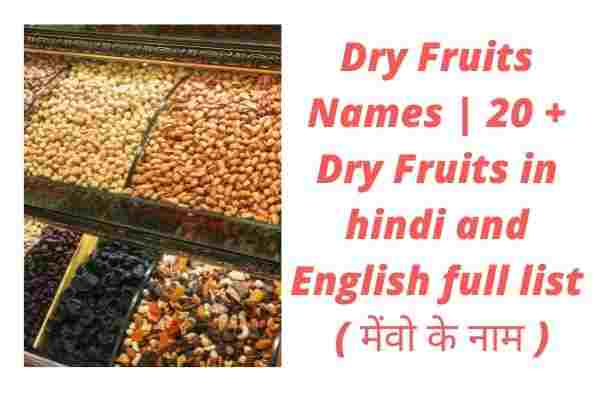Dry Fruits Names 20 + Dry Fruits in hindi and English full list ( मेंवो के नाम )