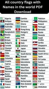 All country flags with Names in the world PDF Download