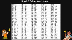 11 to 20 Tables Worksheet